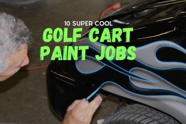 man painting a golf cart with a super cool design